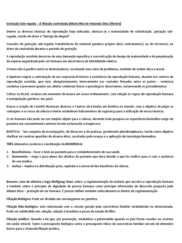 Gestação Sub-rogada: Aspectos Legais e Éticos | PDF | Gravidez ...