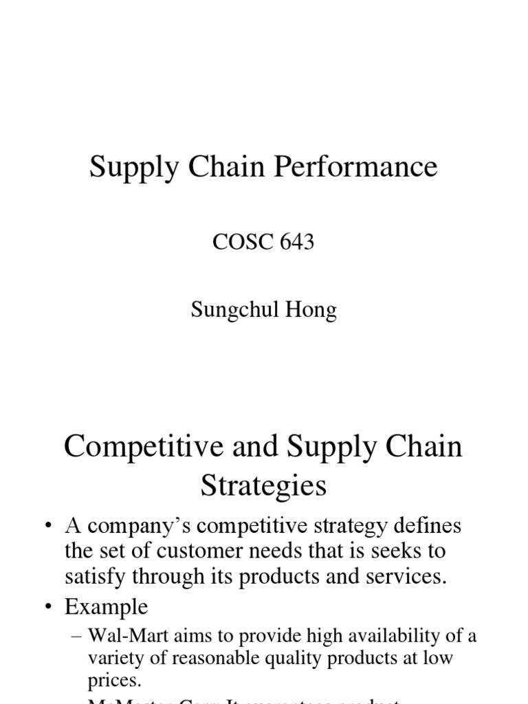 Supply Chain Strategy and Competitive Fit | PDF
