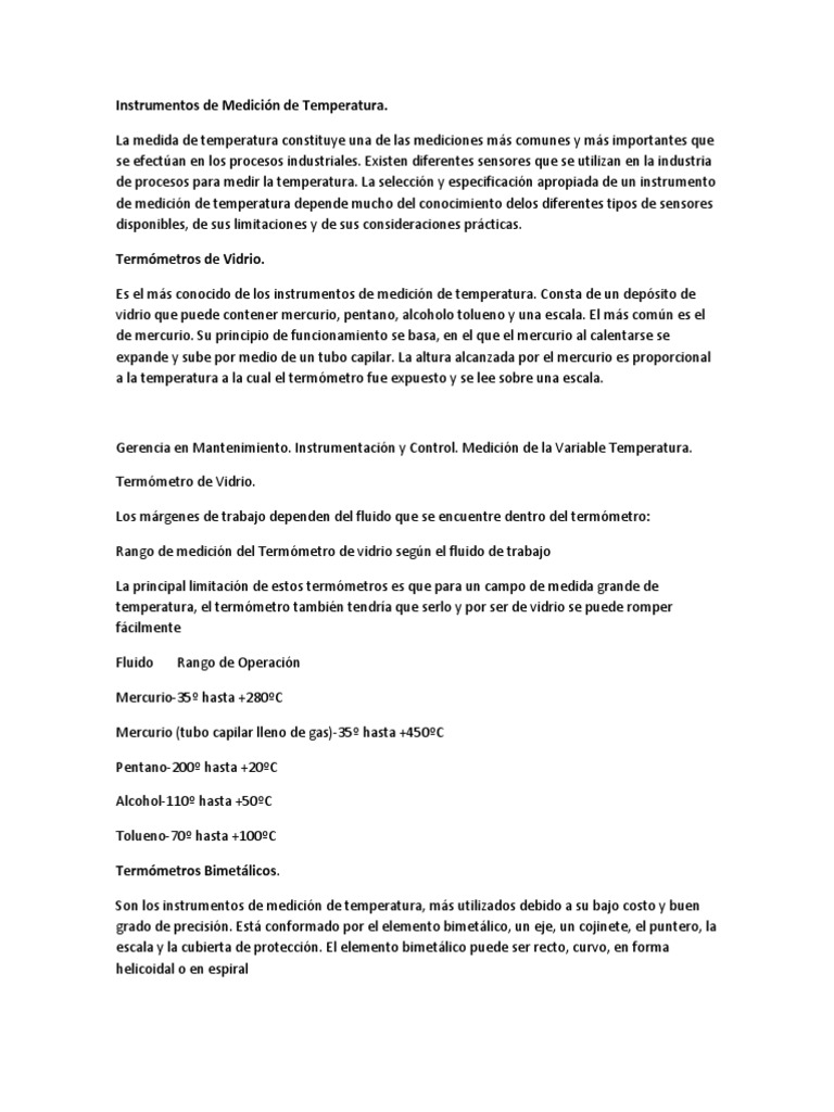 Instrumentos de Medición de Temperatura | PDF | Termostato | Par ...