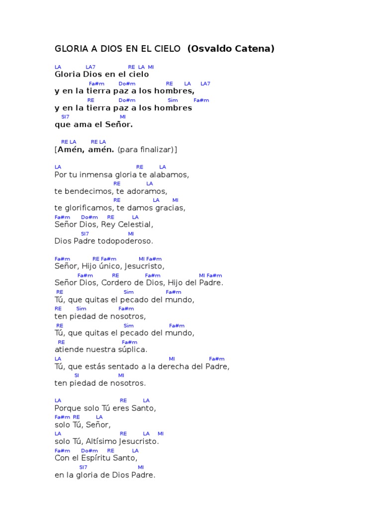2 Gloria A Dios En El Cielo Catena Partitura Letra Y Acordes Dios Mitologia cielo catena partitura letra y acordes