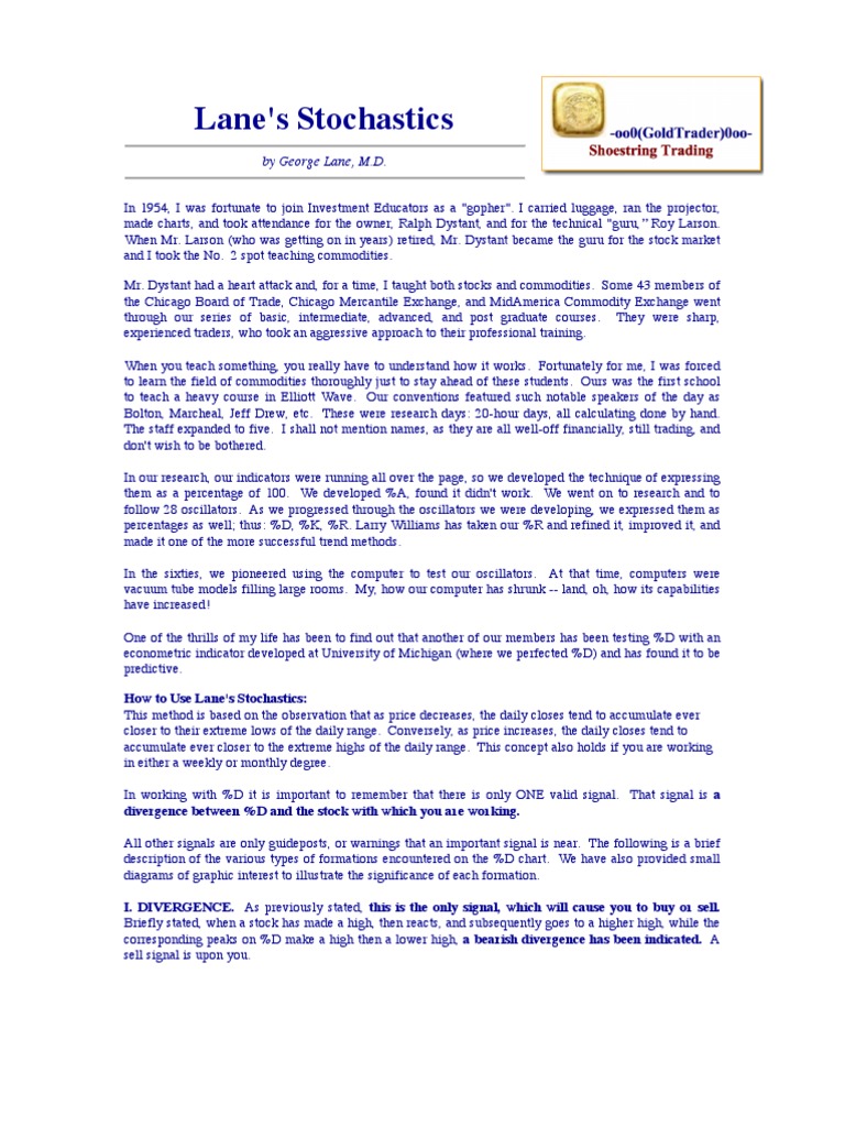 George Lane's Stochastic Trading Guide | PDF | Market Trend | Nature