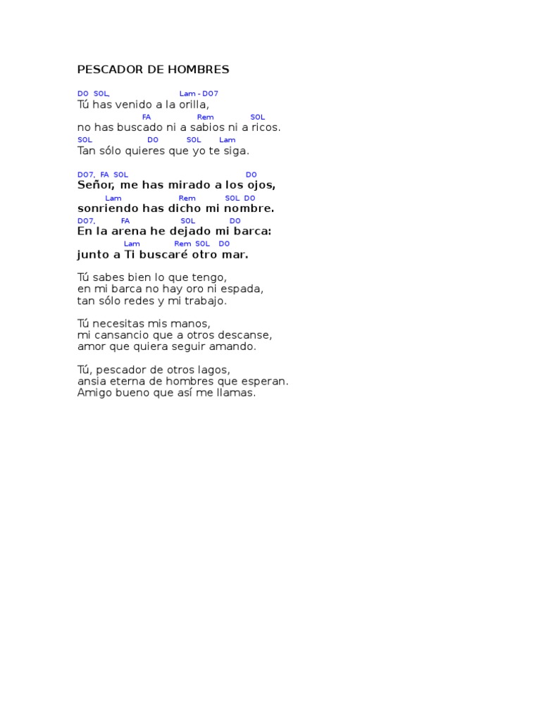 10.Pescador de Hombres. Letra y Partitura. | Ocio | Entretenimiento