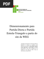 Dimensionamento para Partida Direta e Partida Estrela