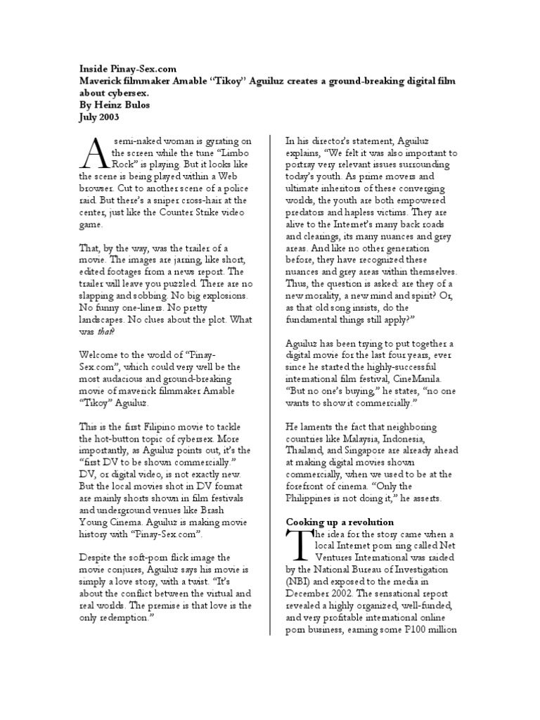 Inside Pinay Sex Dot Com | PDF | Videotape | Mass Media