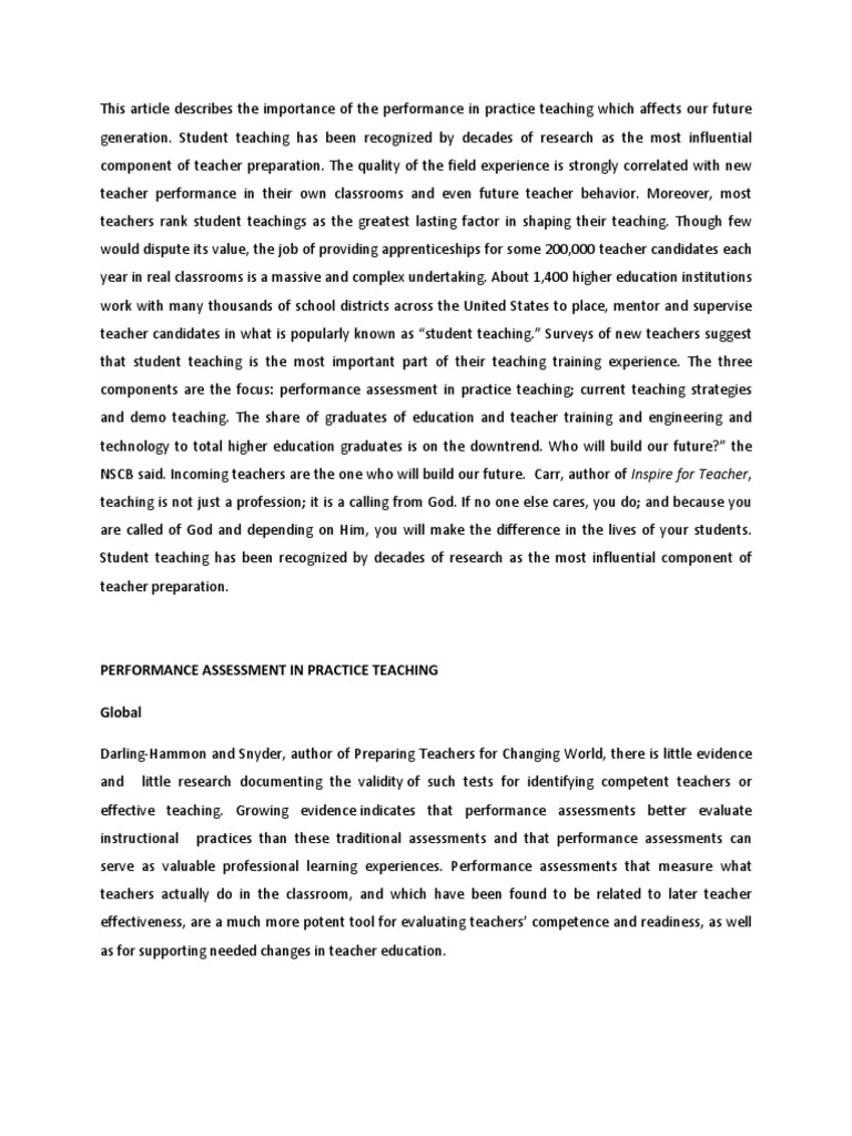 Enhancing Teacher Performance Through Student Teaching | PDF | Teacher ...