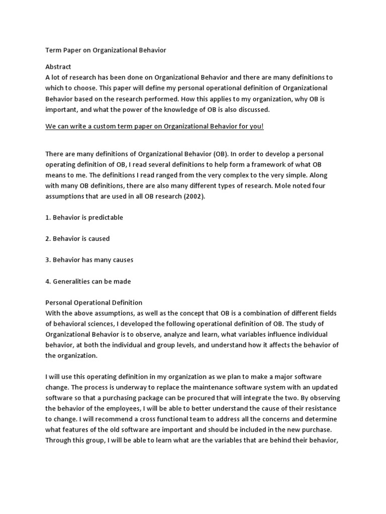 Conclusion organizational behavior assignment picture