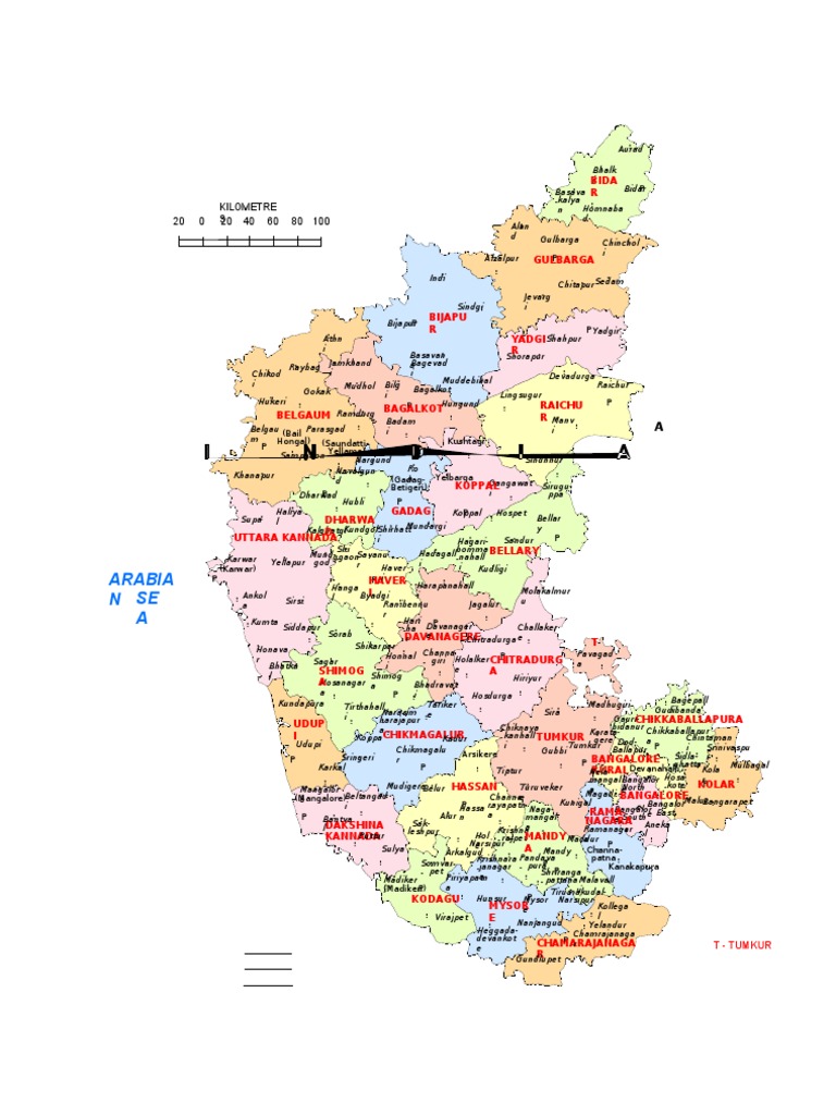 Karnataka Districts and Taluks Map | PDF | Religion & Spirituality