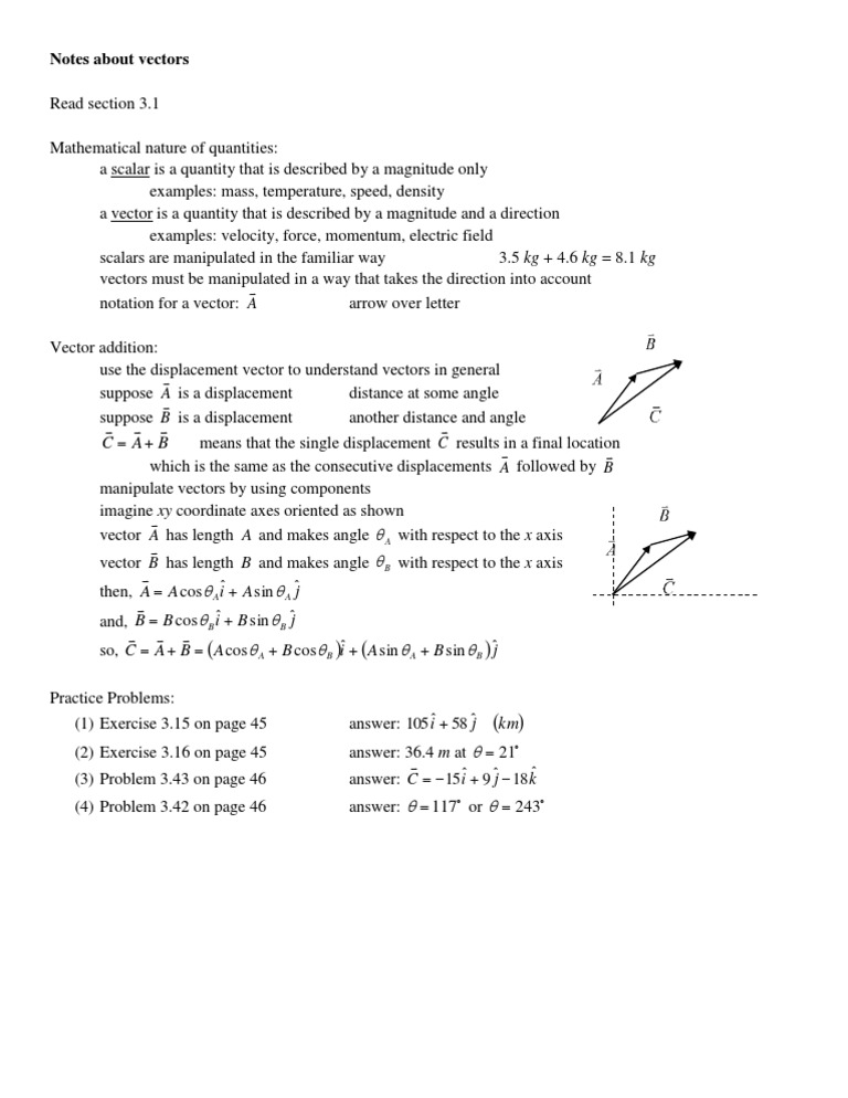 Notes About Vectors: B A C C | PDF