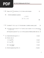 IB1 Maths HL Algebra Unit Test 1