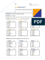 Intermediate Synonyms and Antonyms 1