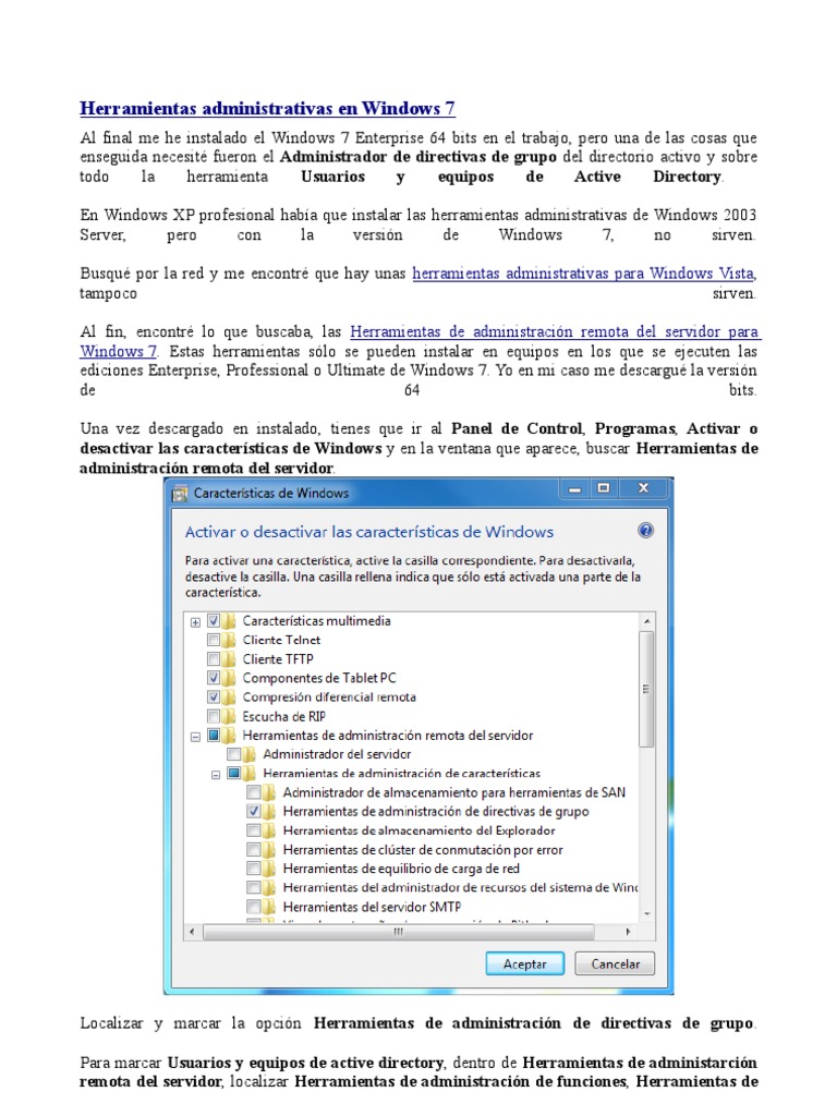 Herramientas Administrativas en Windows 7 | PDF | Negocios | Informática