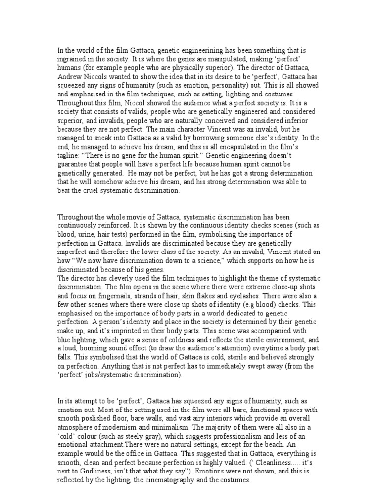 Gattaca essay discrimination image