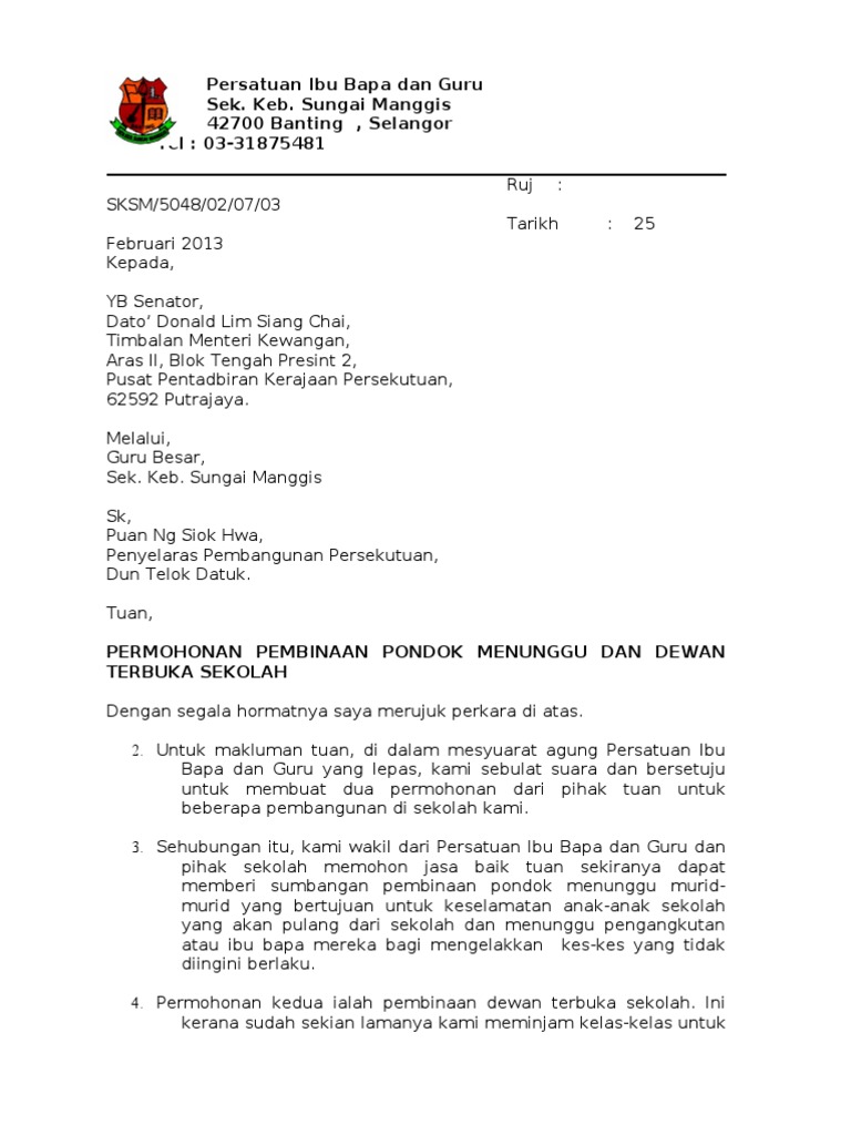 Surat Kiriman Rasmi Kesokan Peralatan Elektrik