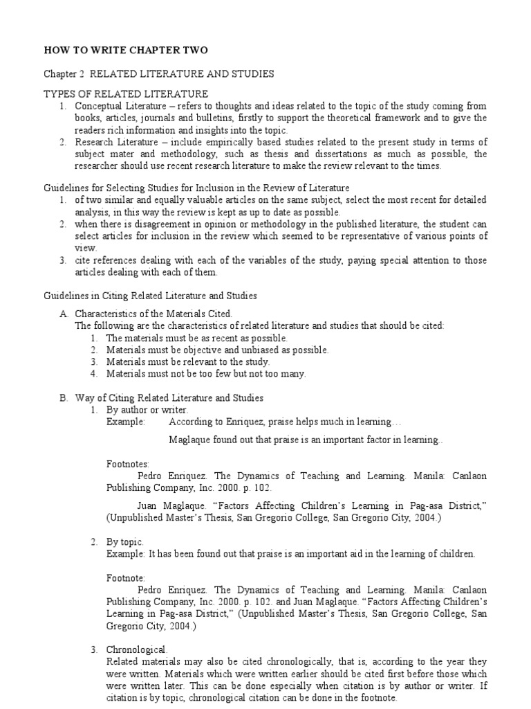 How To Write Chapter 2 | PDF | Citation