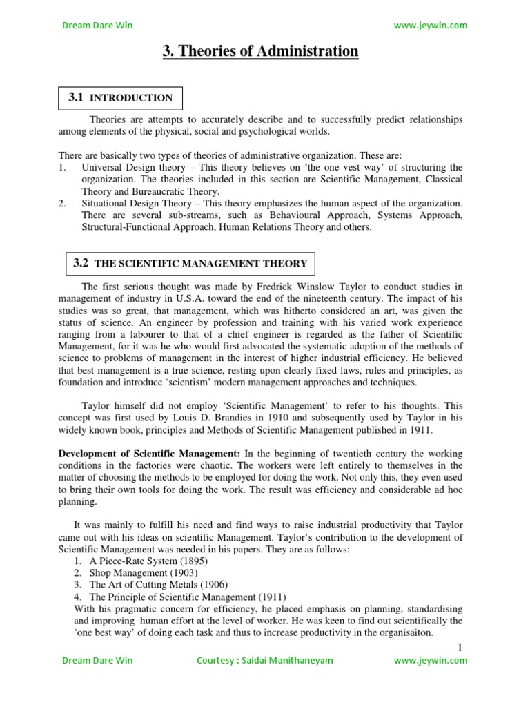 Optional Public Administration 3 Theories of Administration | PDF ...