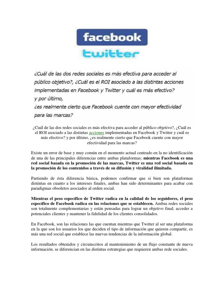 Diferencia Entre Facebook y Twitter | PDF | Servicio de redes sociales |  Facebook, image size:768x1024