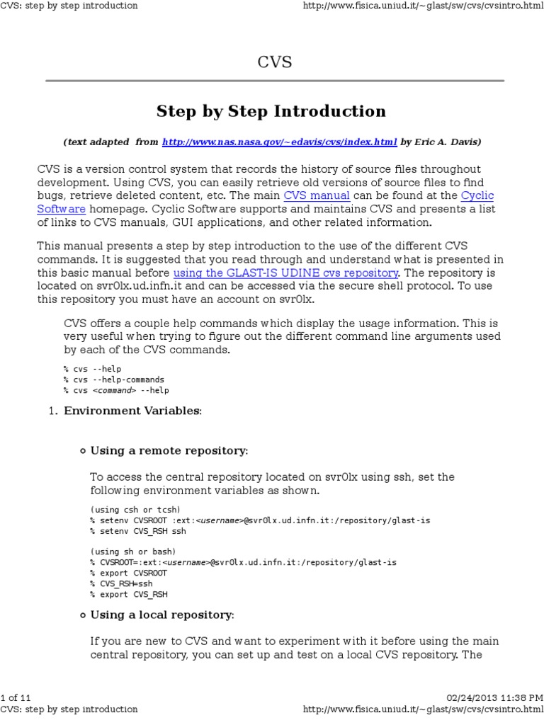 A Step-by-Step Guide to Using CVS for Version Control of Source Code ...