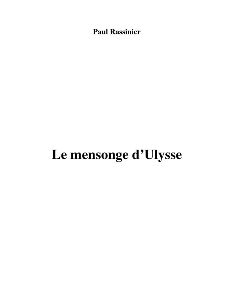Le Mensonge d'Ulysse de Paul Rassinier | PDF | Histoire