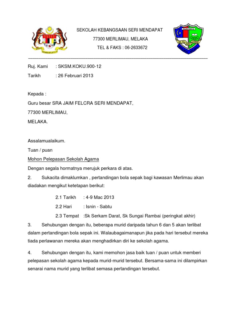 Surat Mohon Sumbangan Daripada Badan Koperat