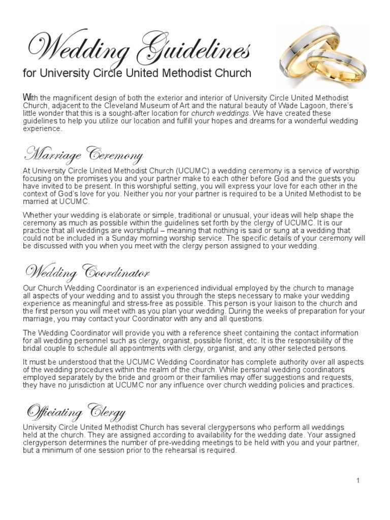 UCUMC Wedding Guidelines & Policies | PDF | United Methodist Church ...