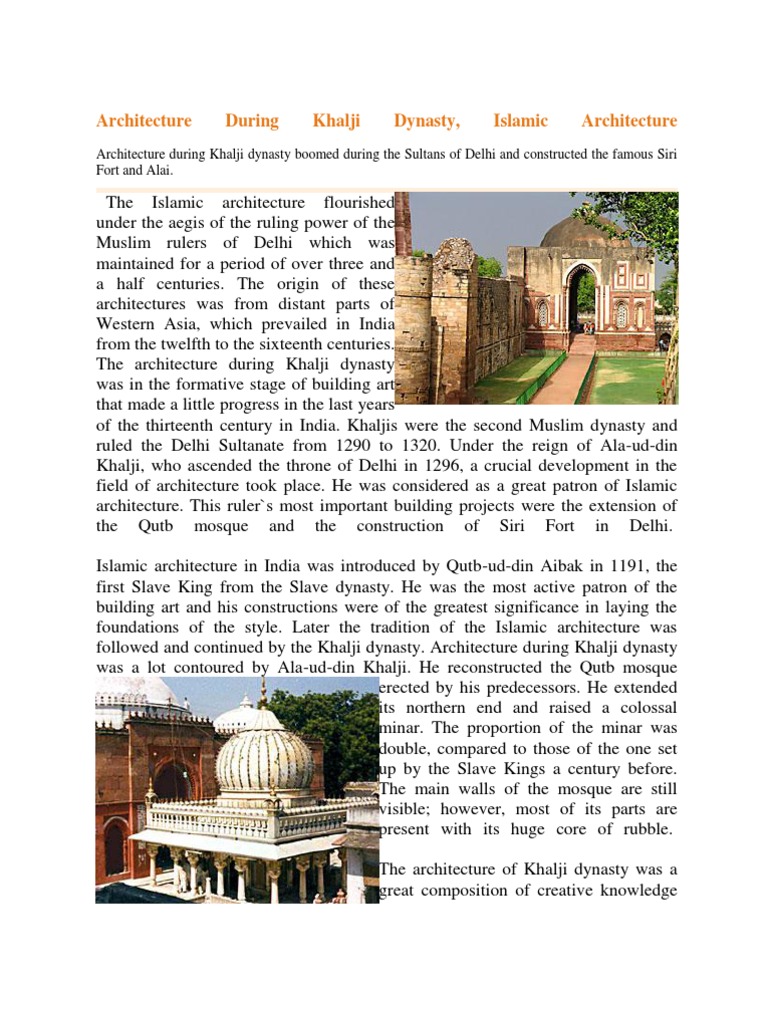 Architecture During Khalji Dynasty | PDF | Religion And Belief