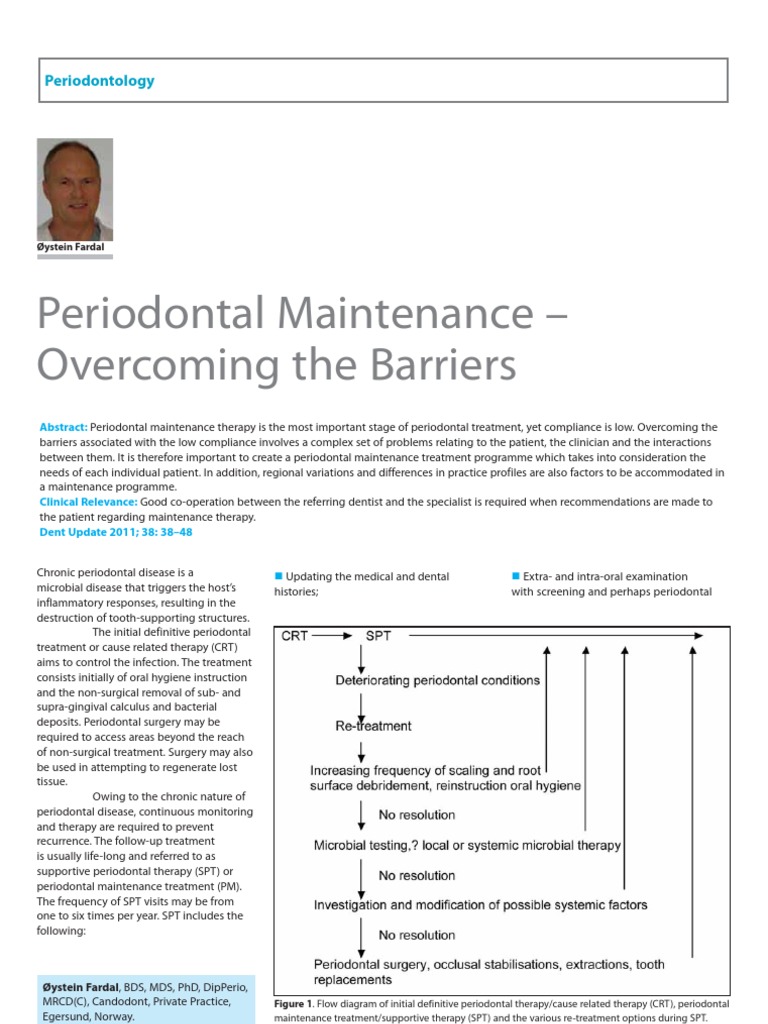 Periodontal Maintenance the Barriers Oral Hygiene Dentist