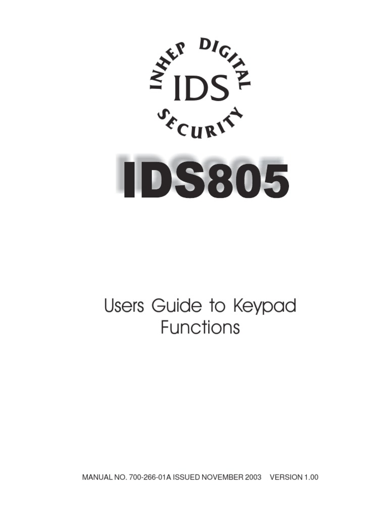 IDS805 Keypad User Manual Guide | PDF | Security Alarm | Computing And ...