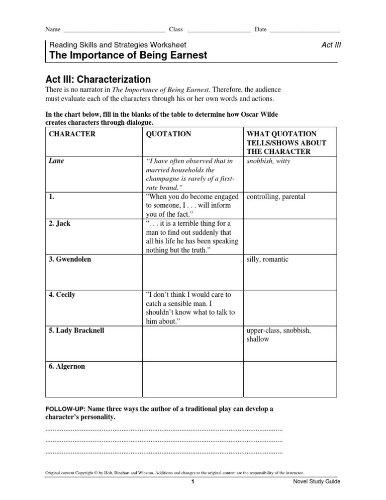 The Importance Of Being Earnest Act 3: Part Two Summary – GFJB