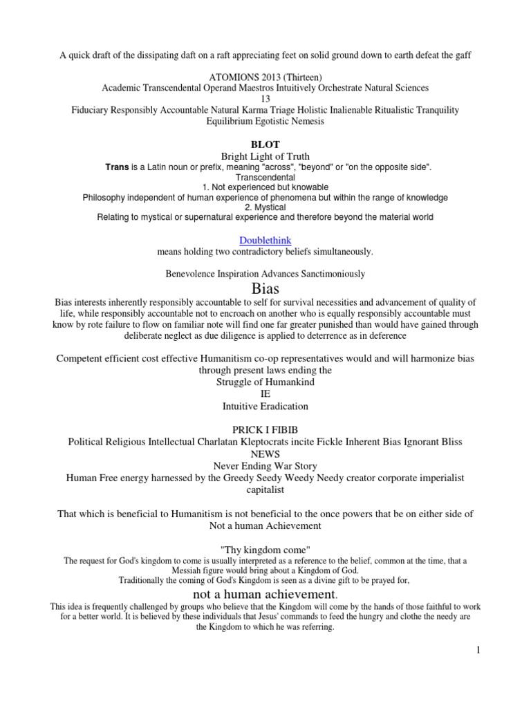 Transcendental Philosophy & Humanitism | PDF | Mysticism | Bias