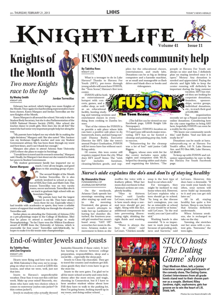 February 2013 LHHS Knight Life Highlights | PDF | Schools