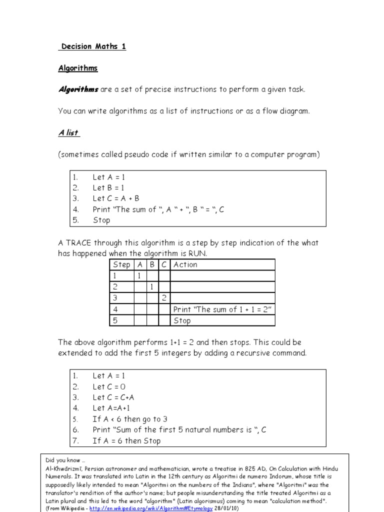 Understanding Basic Algorithms in Maths | PDF | Algorithms ...