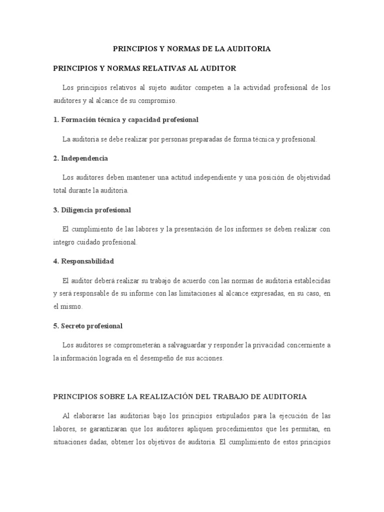 Principios y Normas de La Auditoria | PDF | Contralor | Planificación