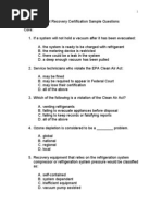 EPA Refrigerant Recovery Certification Sample Questions