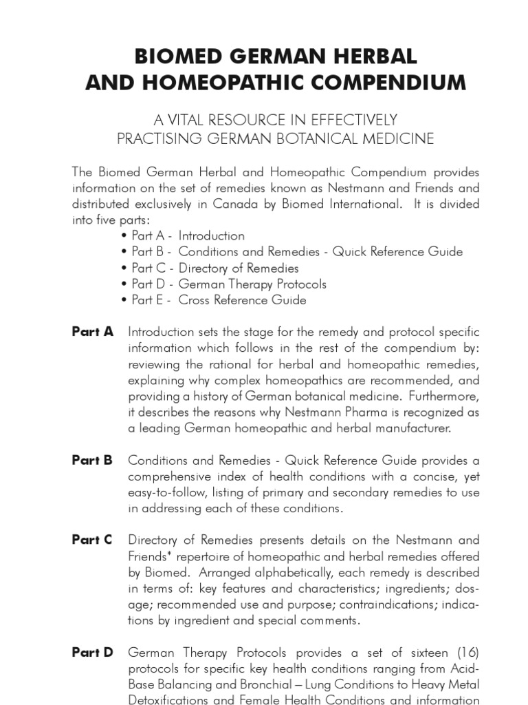 German Homeopathic and Herbal Compendium[1] Homeopathy Pharmacy