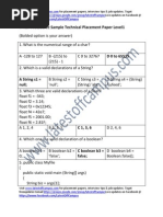 Firstsource Sample Technical Placement Paper Level1