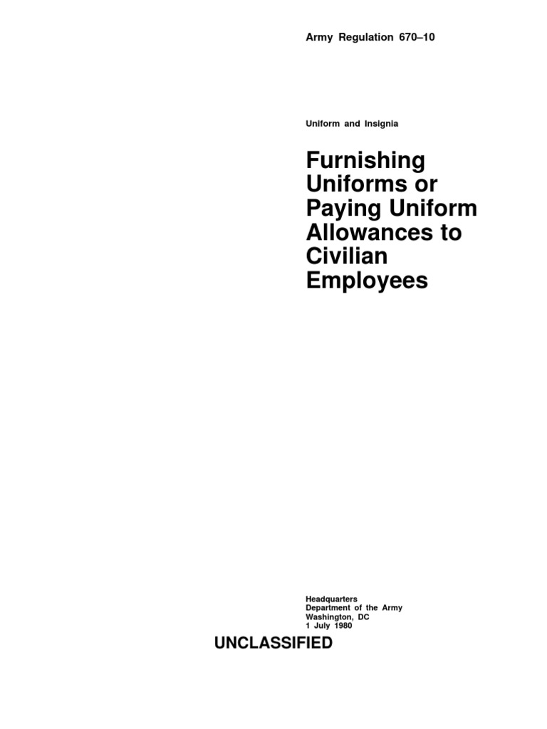 Furnishing Uniforms or Paying Uniform Allowances To Civilian Employees