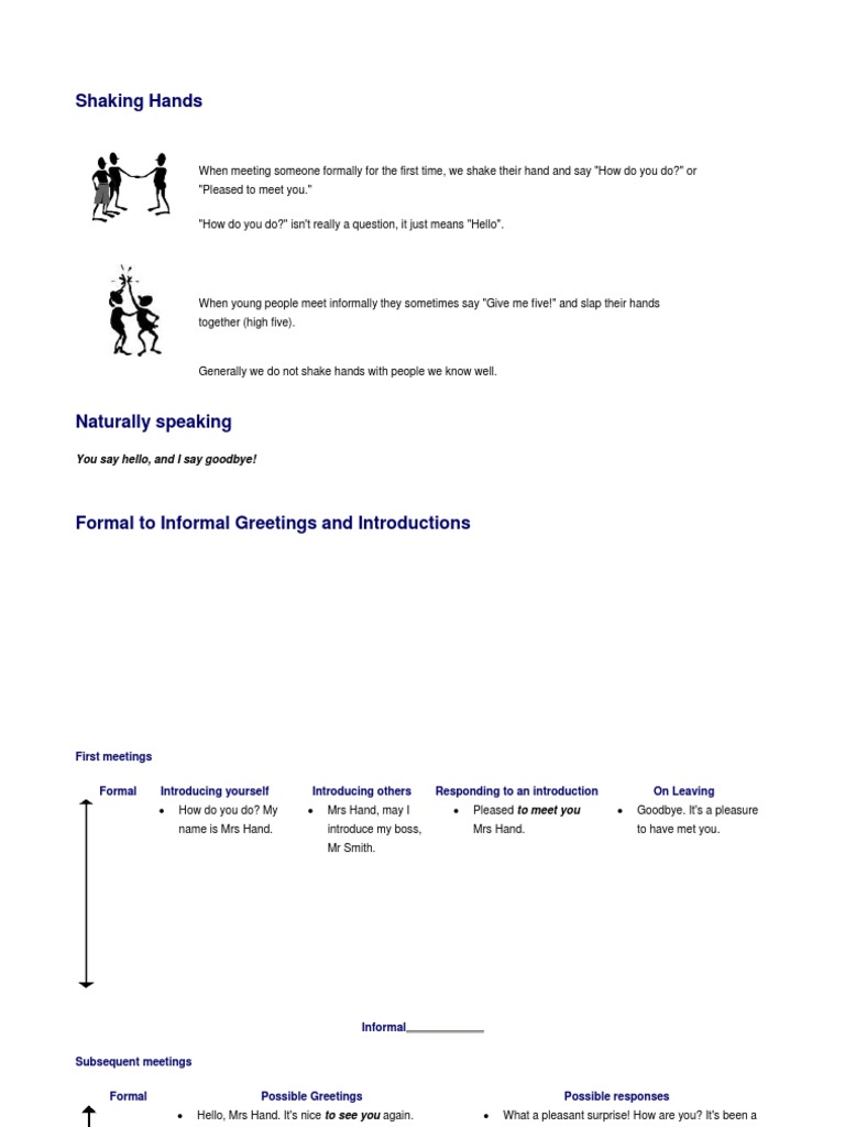 Shaking Hands: You Say Hello, and I Say Goodbye! | PDF
