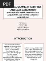 Universal Grammar and First Language Acquisition