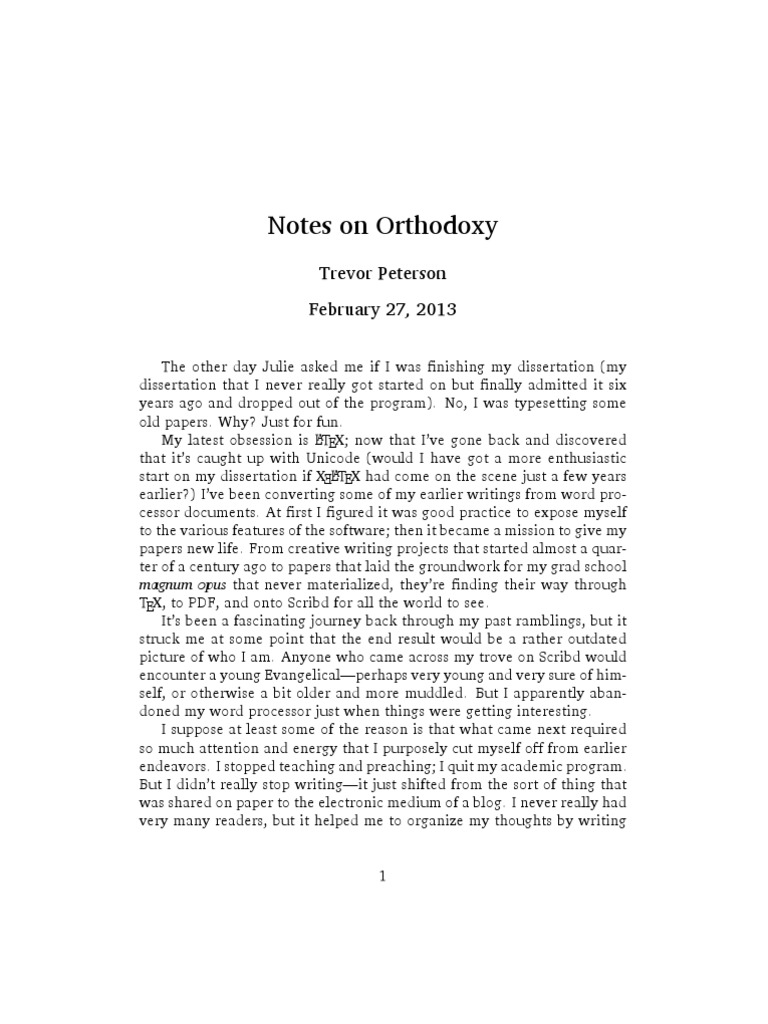 Notes On Orthodoxy | PDF | Eastern Orthodox Church | Eucharist