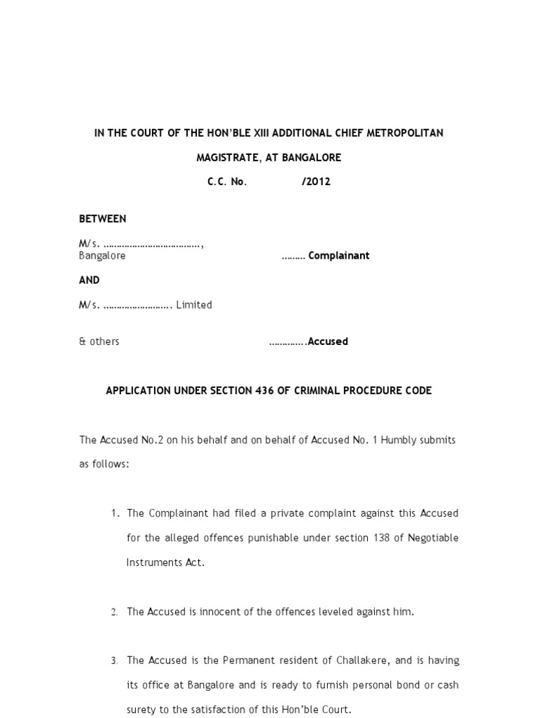 Bail Application 138 Bail Criminal Justice