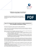 Note Île-de-France  modifications ayant un impact sur les statistiques de demandeurs d'emploi