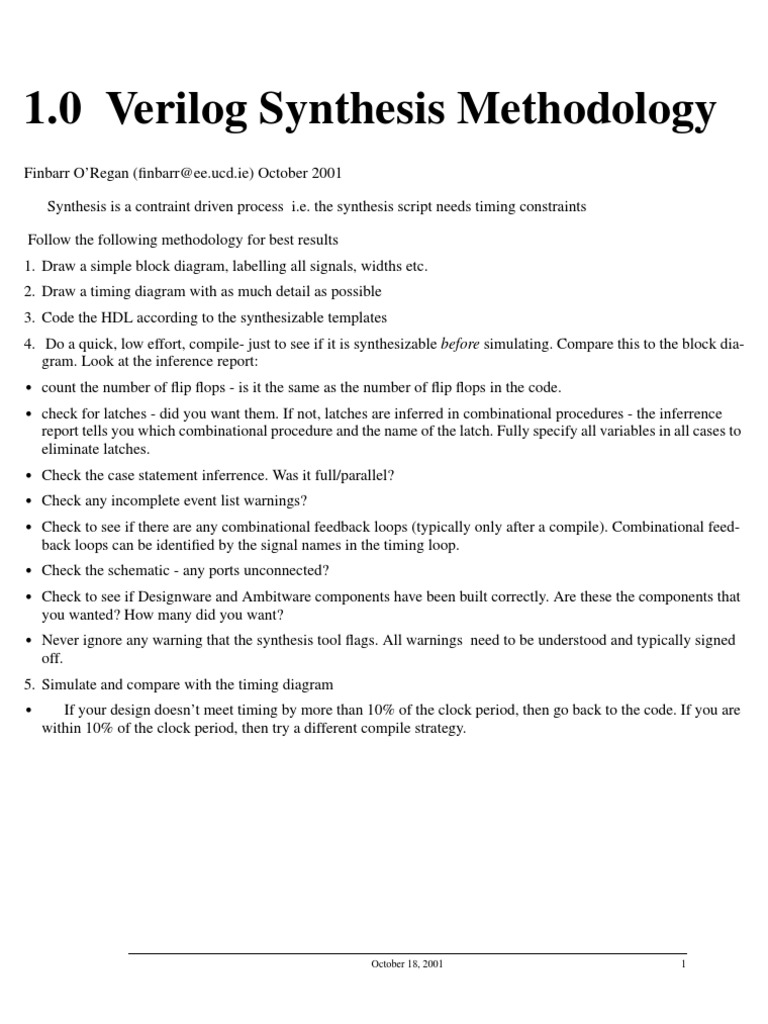 Verilog Synthesis Best Practices Guide | PDF | Hardware Description ...