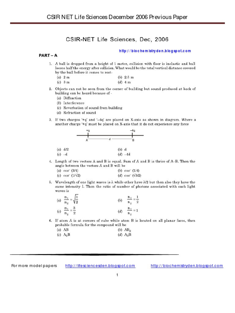 CSIR NET Life Science Dec 2006 Paper