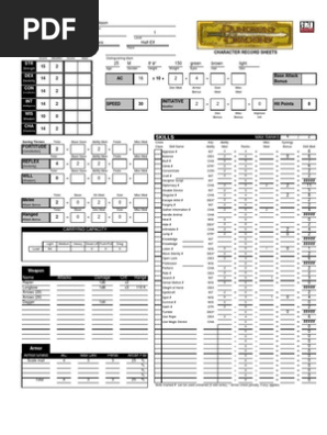 Dungeons And Dragons 3 5 Character Sheet Pdf Role Playing Games Role Playing