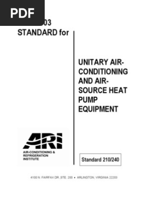 Ari 210 240 Pdf Heat Pump Air Conditioning