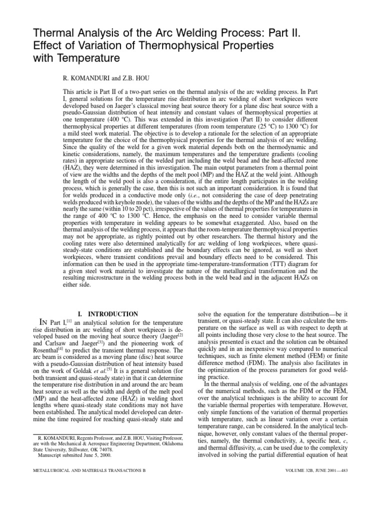 Thermal Analysis of Arc Welding Variations | PDF | Welding | Construction