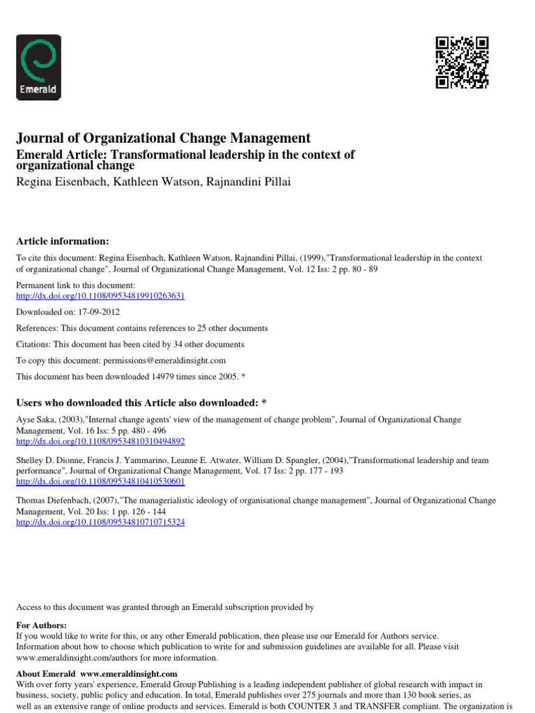 Transformational Leadership Pdf Pdf Transformational Leadership