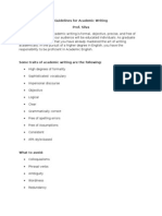 Guidelines For Academic Writing