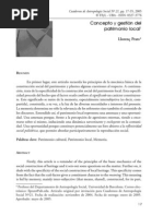 Concepto y gestión del patrimonio local (L. Prats)