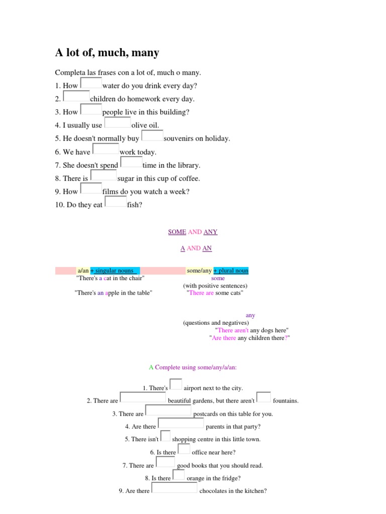A Lot Of, Much, Many: C A There Are | PDF | Language Arts & Discipline